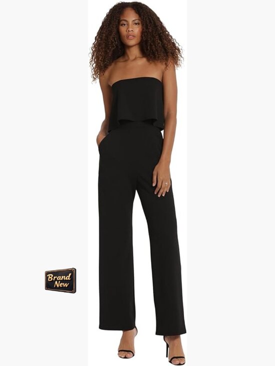 Strapless Peplum Jumpsuit Size 2 Polyester Spandex Formal Party Night Out